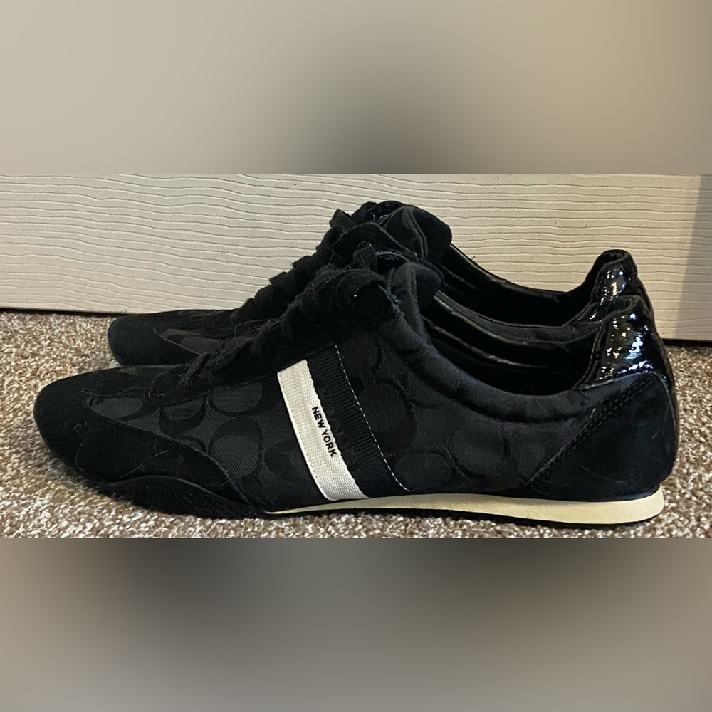 COACH Kourtney Signature Canvas Black Suede Fashion Sneakers - Sz 11B - Picture 3 of 6